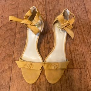 Vince Camuto Mustard Suede Tie Ankle Sandals